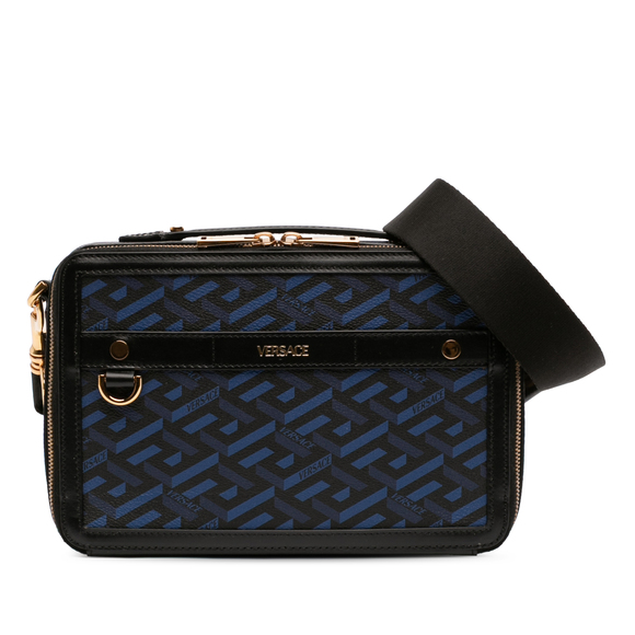 Versace Handbags - Pre-Loved Versace Coated Canvas La Greca Zip Around Messenger Bag